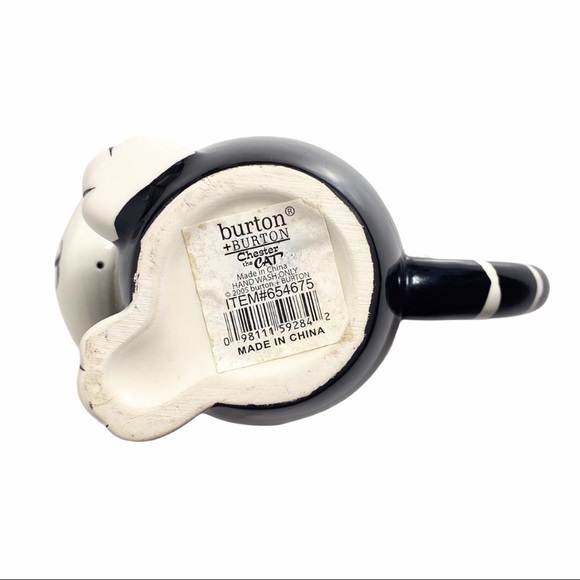 BURTON & BURTON Black & White "Chester The Cat" Hand-Painted, Raised Ceramic Mug - Picture 4 of 10